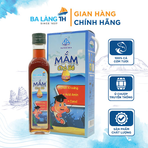 Nước Mắm Cho Bé 35N Ba Làng TH Thanh Trùng Giảm Mặn Chai Thủy Tinh 250ml Combo 2 Chai